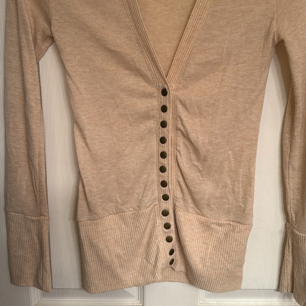 Zenana Outfitters Cream V-Neck Cardigan Sweater - Picture 2 of 5